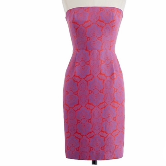 J. Crew Pink Ella Medallion Paisley Strapless dress - Picture 2 of 10